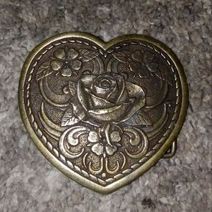 Vintage Heart Shape Brass or Bronze Heart Shaped Belt Buckle